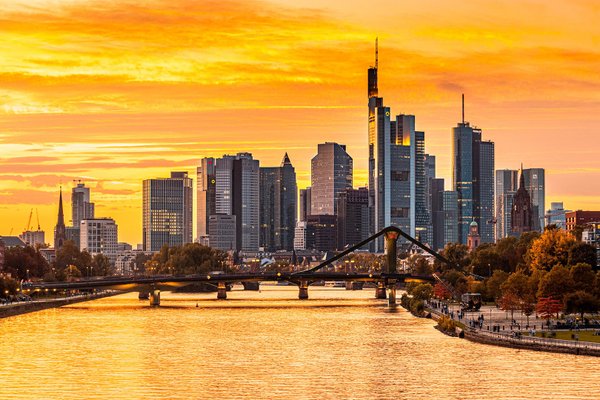 Sonnenuntergang Frankfurter Skyline | Wandbild